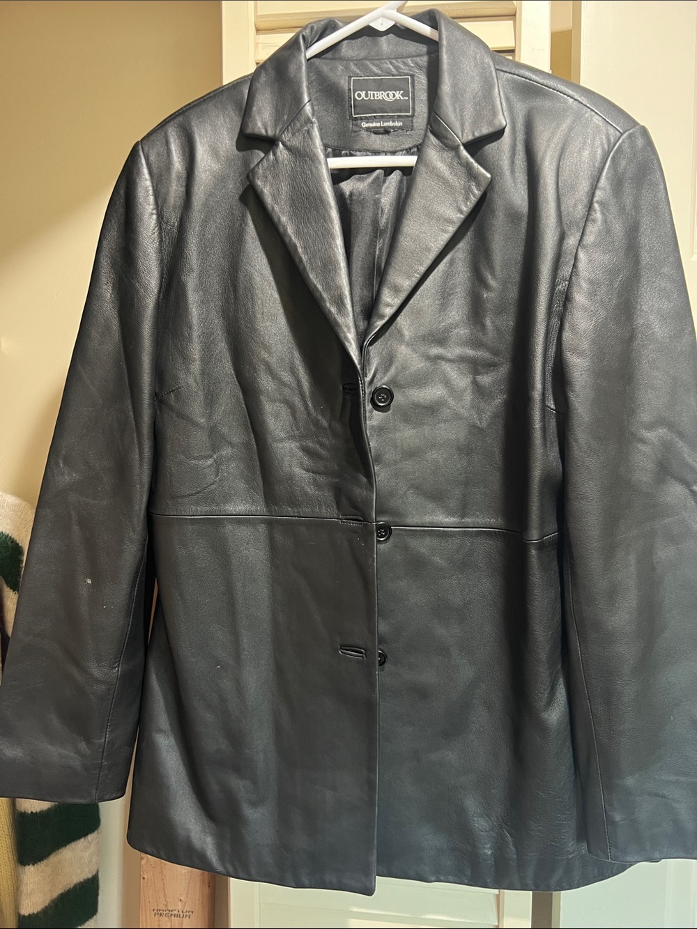 Outbrook Black Leather Button-Front Jacket for Women